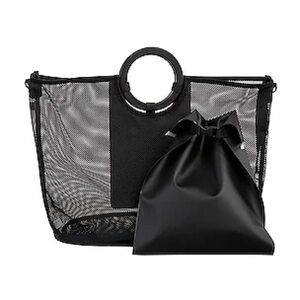 BÉIS Black Mesh Tote Bag with Pouch
